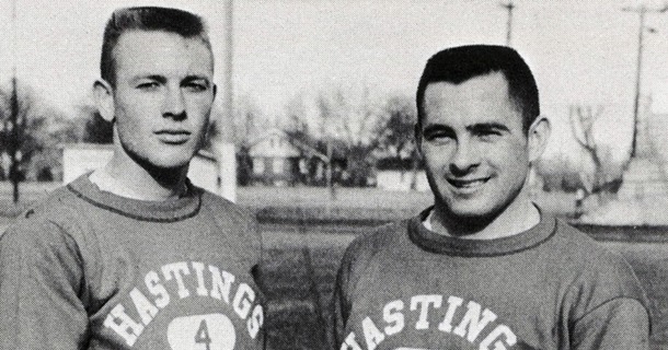 Jack Osborne ‘63 (left) and Eldon Kieborz ‘62 dazzled track fans by setting multiple records during their collegiate years. 