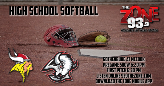 Listen Live - High School Softball Gothenburg at McCook