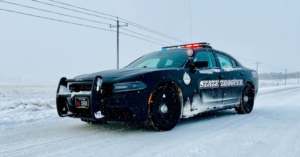 Nebraska State Patrol Car Snow